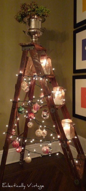 I love this…now, I just need to find a ladder, some Mason jars, some lights, some Christmas balls, and an urn with some foliage!