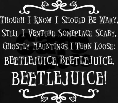 In the cartoon, this is Lydias spell to summon Beetlejuice….I usually see this on t-shirts but I would so want it on a small