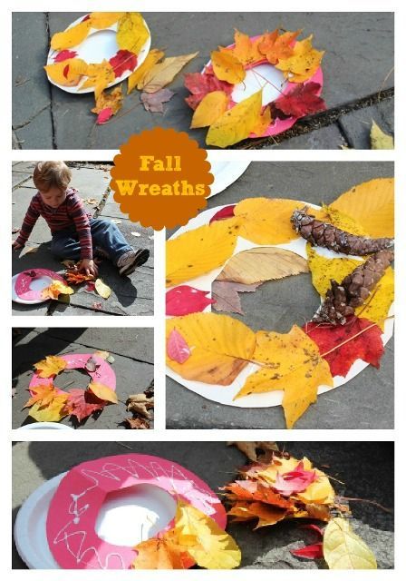 Leaf Wreaths, leaf paintings, scavenger hunt…. Fall activities for toddlers +