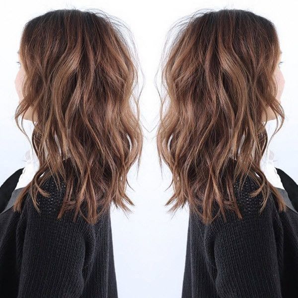 LOB hairstyle the most fashion choice of 2015~ nice brown messy hair with natural waves