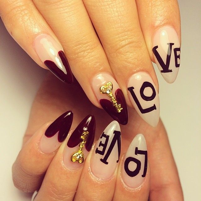 LOVE Almond Stiletto Nails by @nailsyulieg Instagram photos | Webstagram