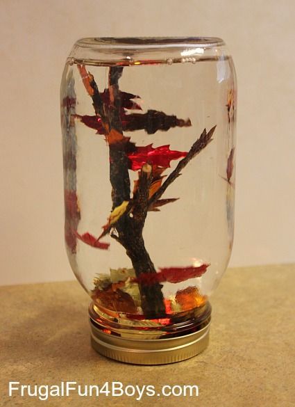 Love snow globes? How about a falling leaves globe? Try out this Fall Leaf “Snow Globes” project via Frugal Fun 4 Boys