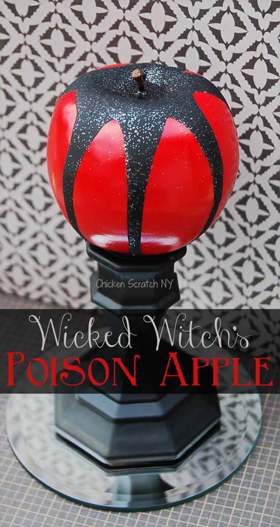 Make a DIY poison apple to decorate your Halloween table from Dollar store finds and a few basic craft supplies