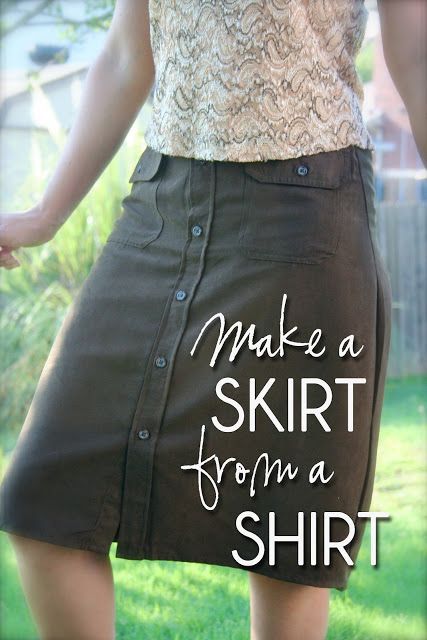 Make a Skirt from a Dress Shirt!  This is an easy sewing tutorial.  Ive got to try it.