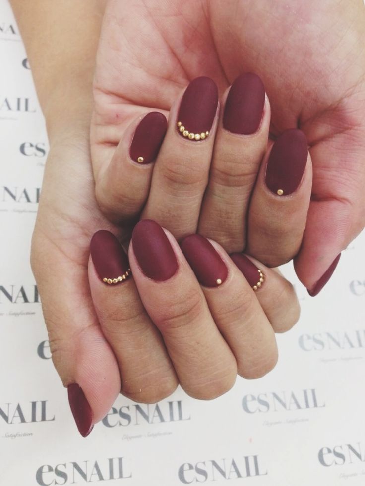 Matte burgundy manicure in oval shape! Simply amazing! Fairynails