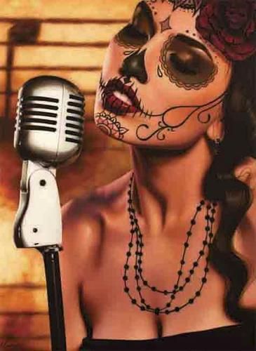 MI Cancion by Daniel Esparza Tattoo Art Print Day of The Dead Skull Sexy Woman | eBay