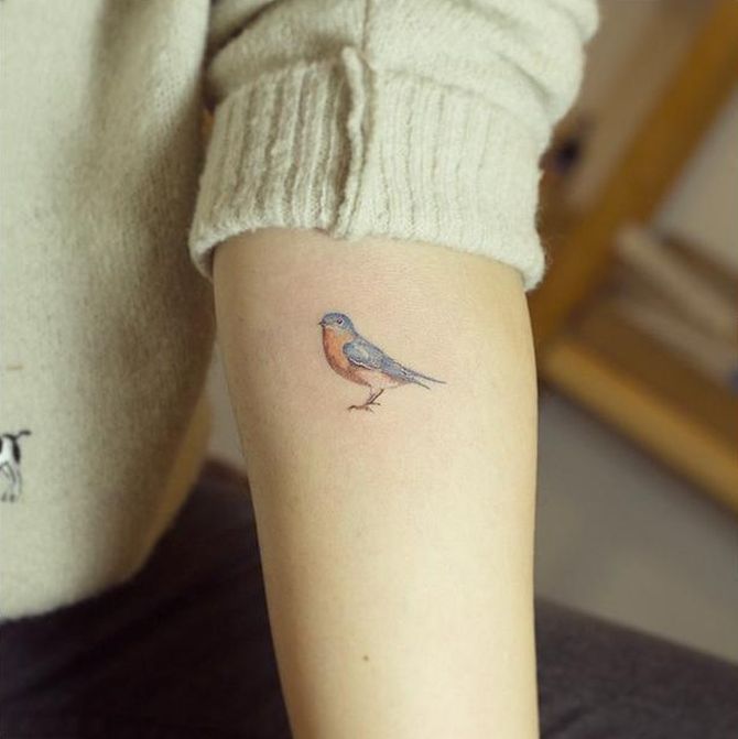 Minimalistic Animal Tattoos Created At Sol Tattoo Parlor – “Birds born in a cage think flying is an illness.” | Robin bird
