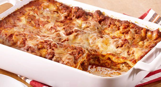 No precooking is required for the lasagna noodles in this lasagna. The noodles become tender as the lasagna bakes.