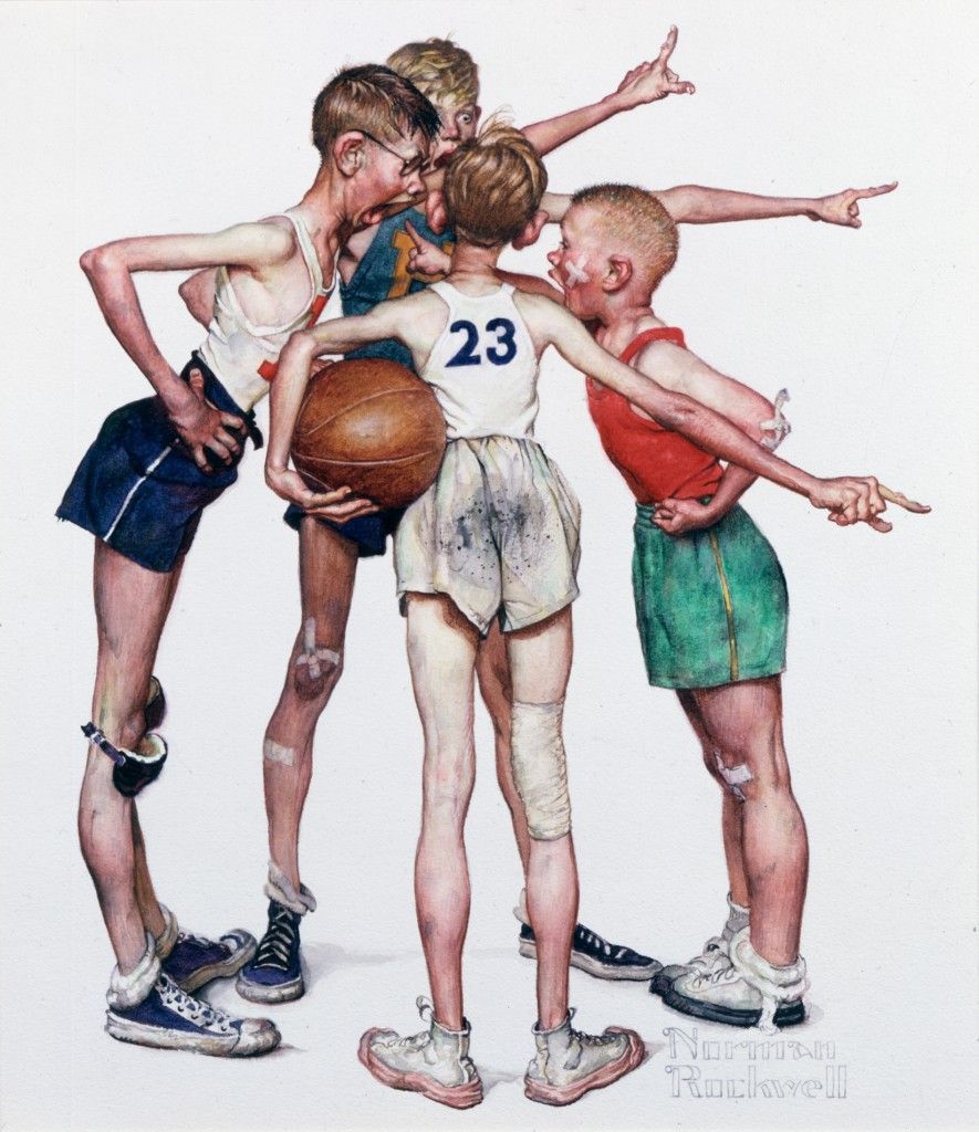 Norman Rockwell, Four Sporting Boys Basketball