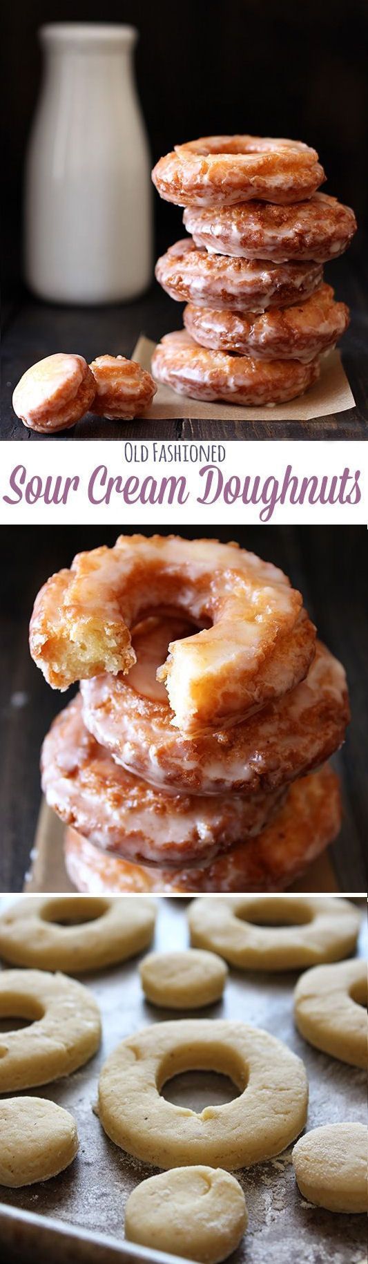 Old-Fashioned Sour Cream Doughnuts – just like at your favorite bakery!! No yeast!