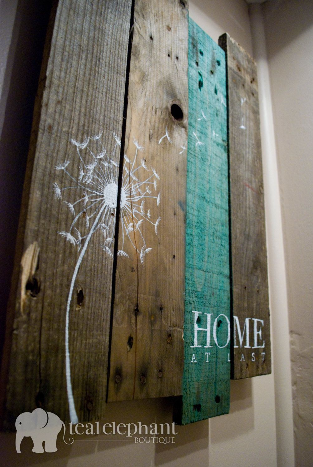 Pallet Art Dandelion Welcome Home Wall by TealElephantBoutique, $29.99