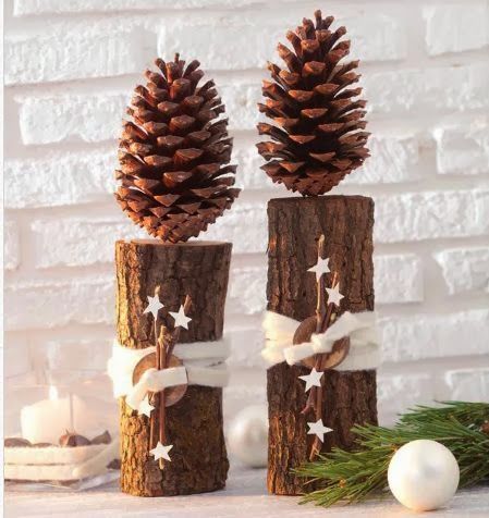 pine cones // winter // wood // stars