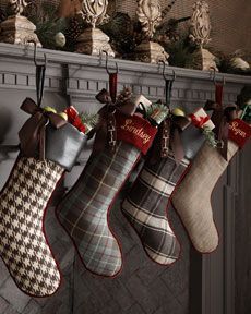 Plaid and burlap. wish i knew how to sew!!! these would be cute for when we spend Christmas in Big Sky
