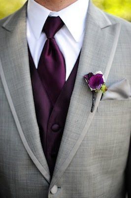 Purple and grey ahhhhh!!!  If I were getting married my husbands groomsmen would totally have to wear this, lol