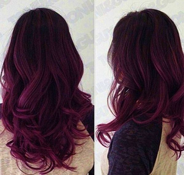 Red Purple Ombre Hair Color Idea for dark hair,new choice of dye purple hair, dark purple hair