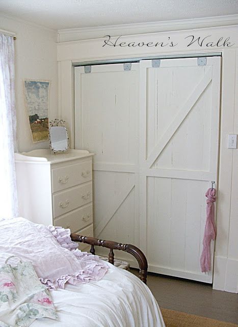 Replace closet bi-folds with mock barn doors. Yes. Please.