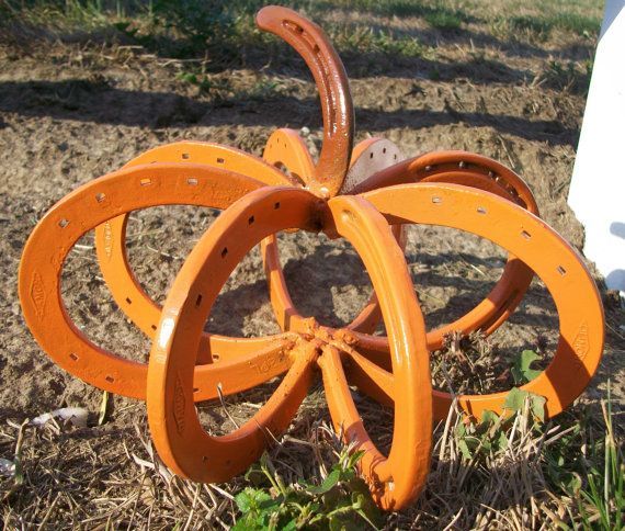 Repurposed Horseshoe Pumpkin  Great Indoors or Out  by VictoryBarn, $35.00