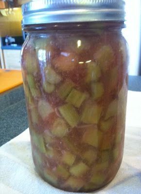Rhubarb Pie Filling    3 1/2 cups Rhubarb diced  3/4 cups + 2 T. sugar  1/4 cup+ 1 T.  Clear Jel  1 cup water    3 T.  bottled
