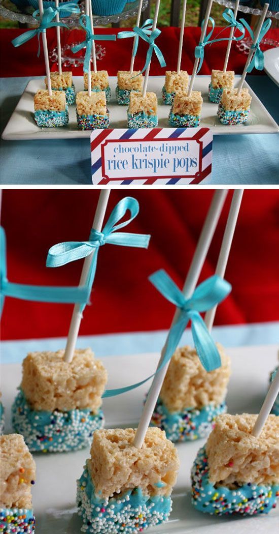 Rice Krispie Treat Pops | Click Pic for 30 DIY Baby Shower Ideas for Boys | DIY Baby Shower Party Favors for Boys