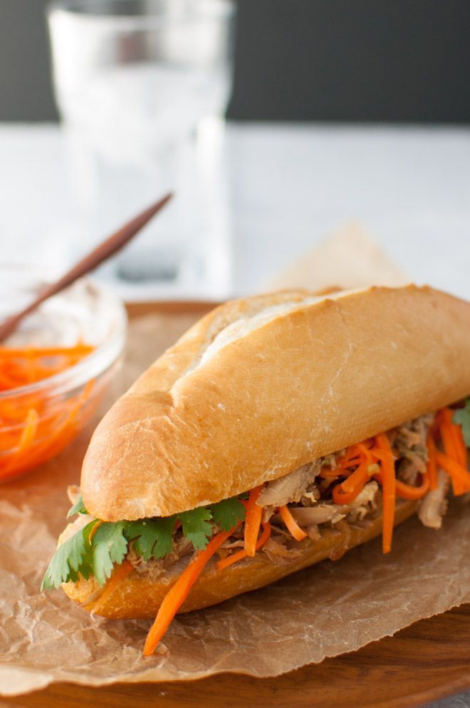 Roasted Chicken Banh Mi Sandwich – Vietnamese banh mi sandwich easily made using rotisserie chicken.