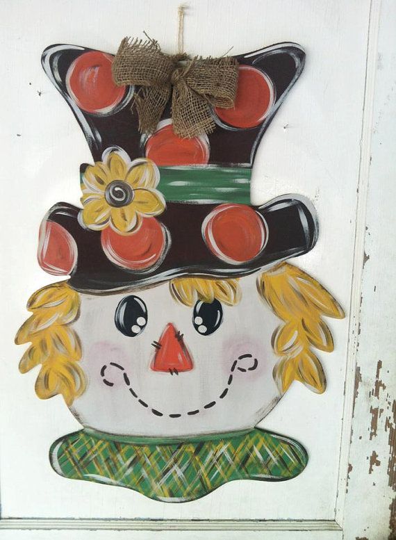 Scarcrow+Painted+Door+Hanger+by+PlumCuteGifts+on+Etsy,+$35.00