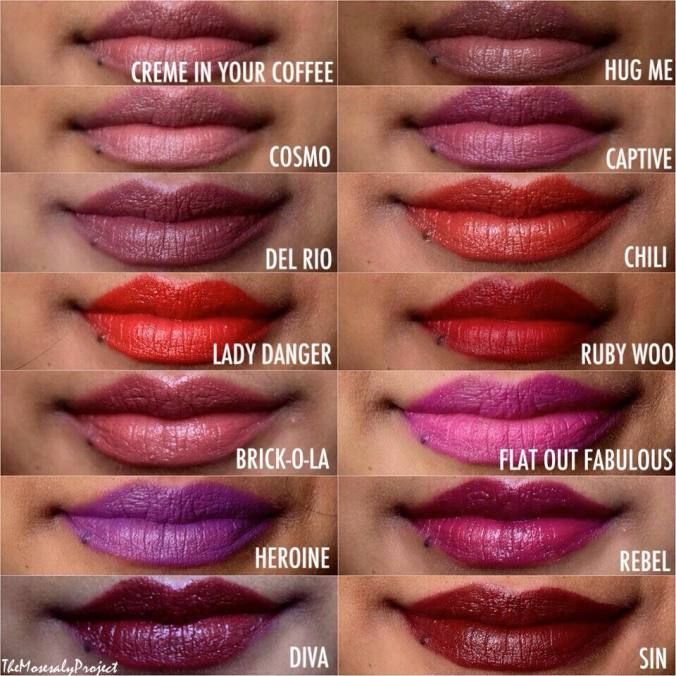 Some of the Top MAC Lipsticks for WOC with dark skin. (Latinas, East Asian, Black and South Asian women).