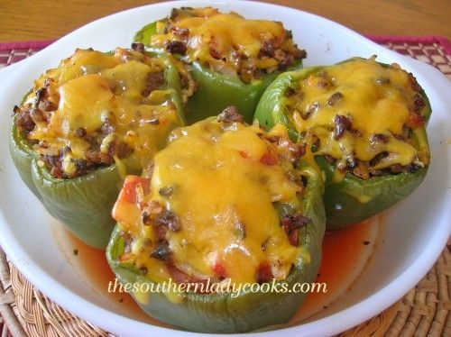 STUFFED GREEN PEPPERS-This recipe made it to the top 10 most popular recipes on my site for 2013.