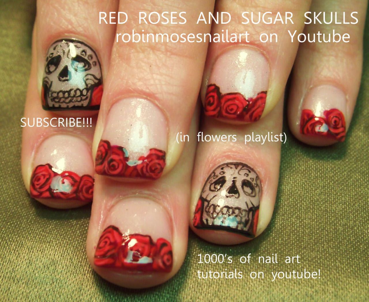 sugar skull nails. Tried this for Dia de los muertos, with a black nail pen and it was great.