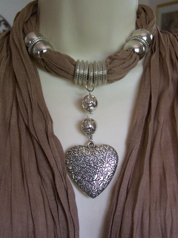 Tan Jewelry Scarf necklace scarf necklace by Lacesanddreams, $23.00