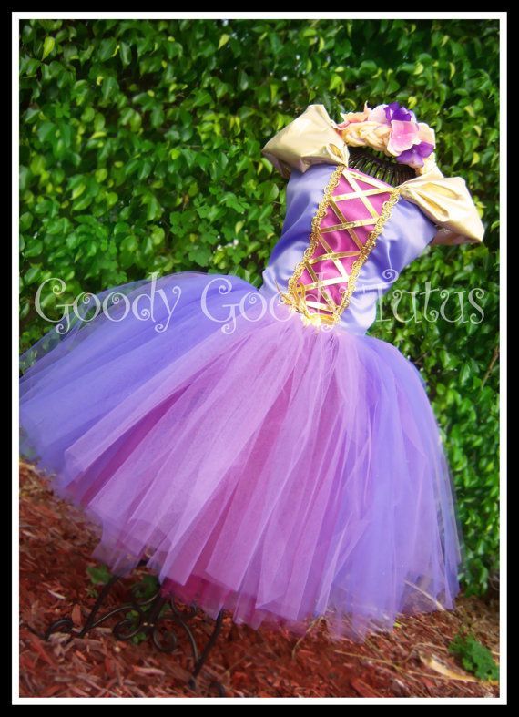 TANGLED IN TULLE Rapunzel Inspired Tutu with Corseted Top and Floral Braided Headband. $135.00, via Etsy.