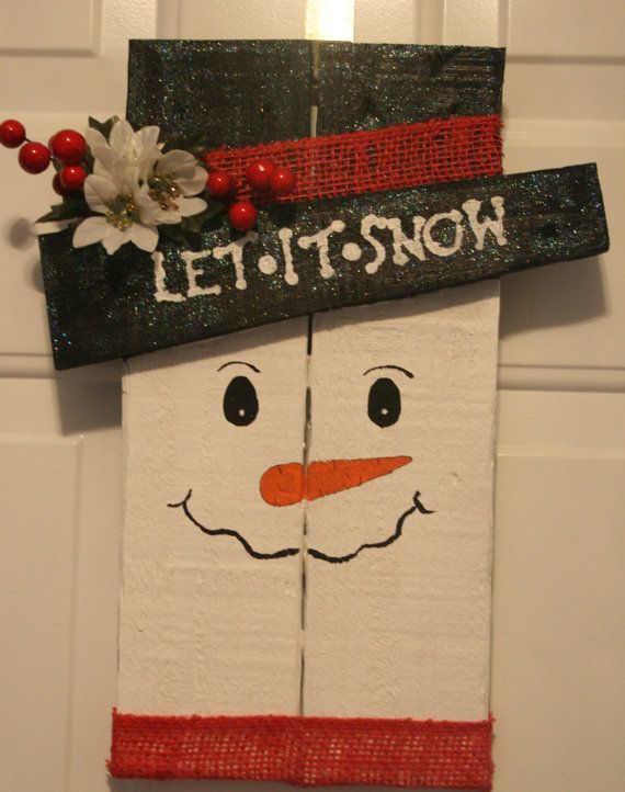 Thanks for viewing! This is for 1 handcrafted wooden snowman sign. This item is made out of pallet wood. It measures approx 15H, 7