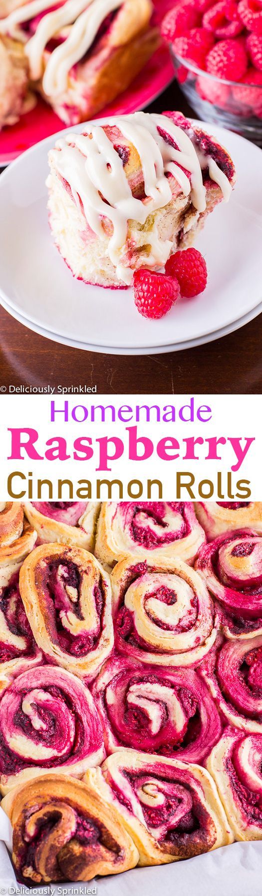 The BEST Homemade Raspberry Cinnamon Rolls with Cream Cheese Frosting