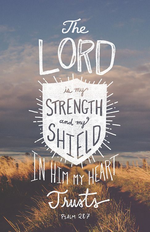 The LORD is my strength and my shield; in him my heart trusts, and I am helped; my heart exults, and with my song I give thanks to