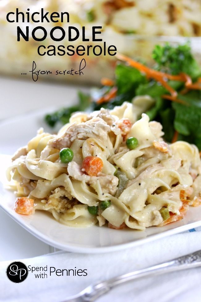 This Creamy Chicken Noodle Casserole is made from scratch! Easy s quick to make loaded up with veggies (not salt) & it tastes
