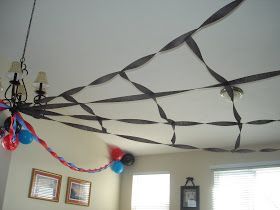 This is awesome! For superhero theme or just spiderman, make spiderweb out of streamers