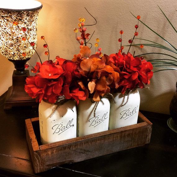 This listing is for a Fall Mason Jar Floral Centerpiece. This centerpiece serves a wonderful purpose for your fall home decor! It