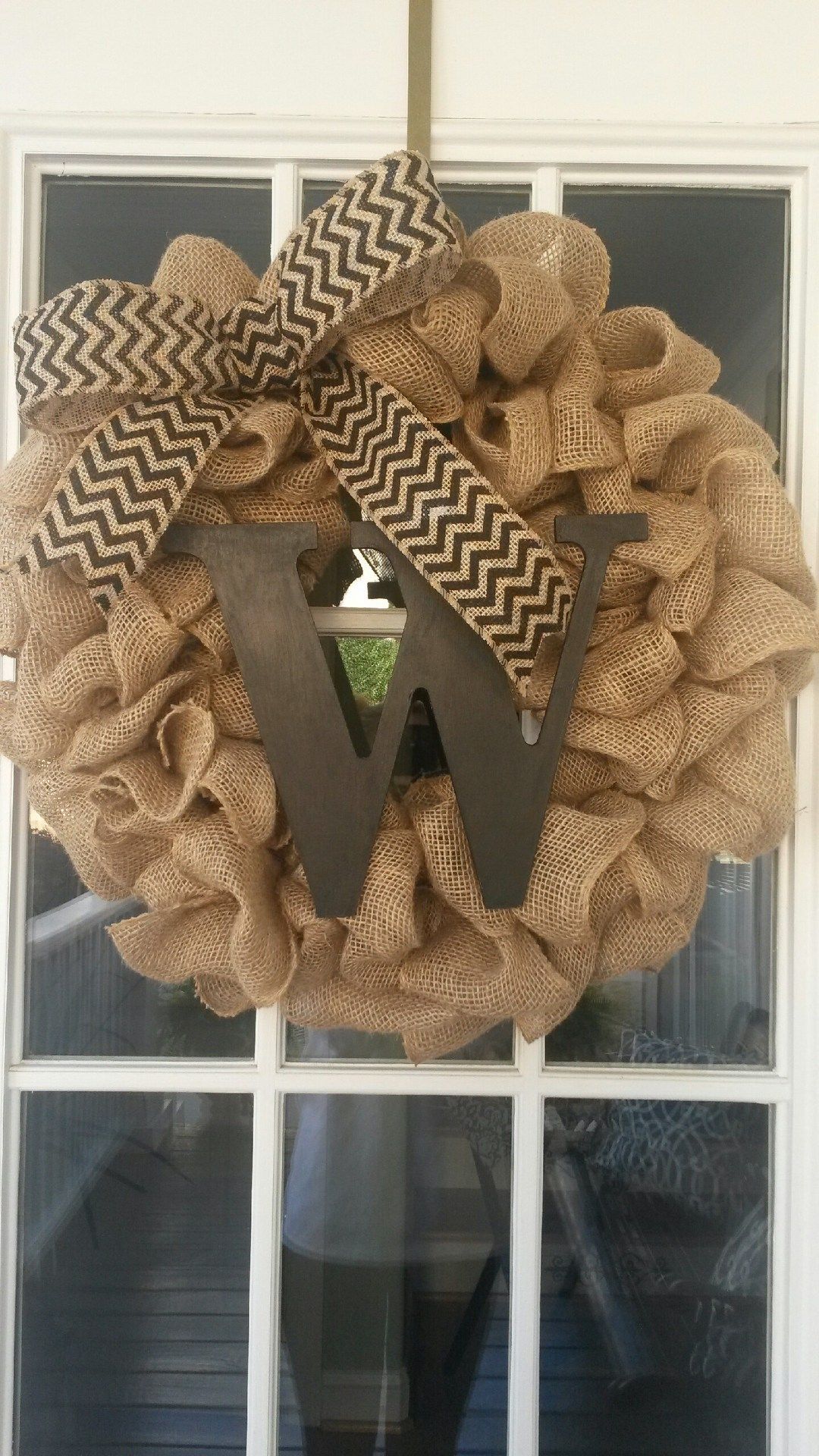 This monogram burlap wreath is perfect for your front door all year round!