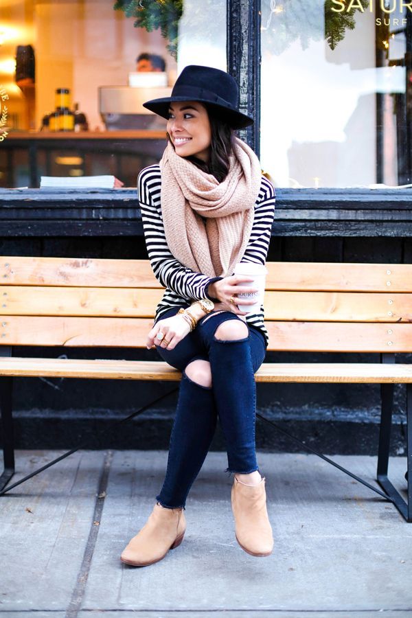 This outfit is adorable! I love the scarf & hat the most! Of course the whole thing is perfect.