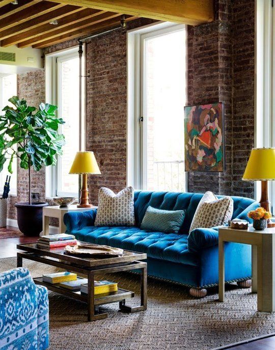 This velvety blue couch! How awesome are the legs on that couch?