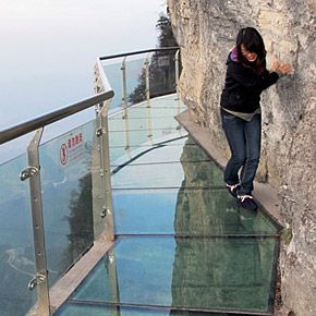 Tianmen Mountain in is a very popular tourist attraction because of the Glass sky walk, located 4,690 feet above the sea level on