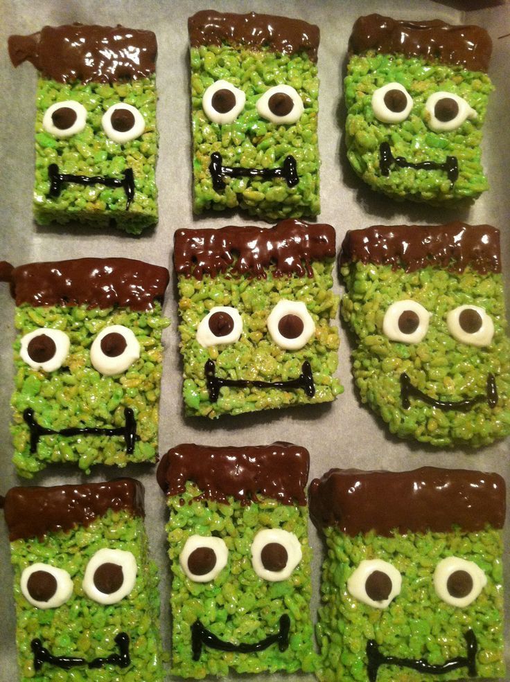 Top 20 Halloween Party Food Ideas  By Le Baby Bakery // love these Frankenstein bars! @Alessandra Lee