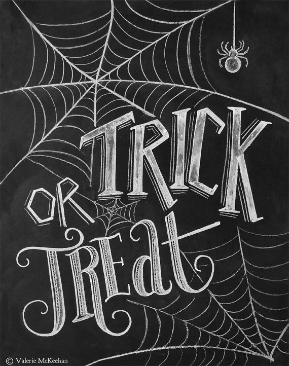 Trick Or Treat Sign – Halloween Chalkboard Art – Halloween Decor -Black and White Halloween -Halloween Art – 11×14 Print on Etsy,