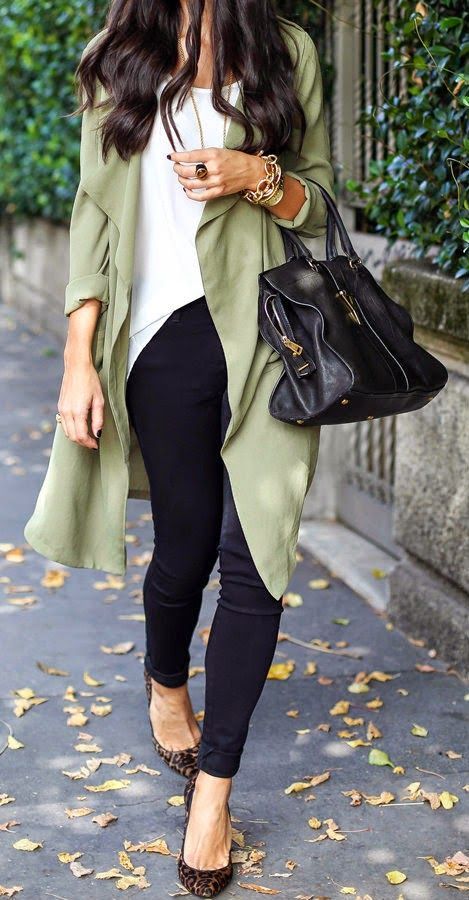 Try your classic trench in an olive color this fall!