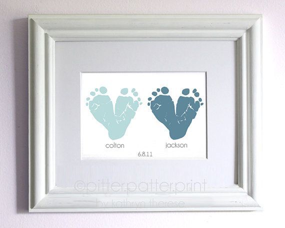Twin Boys Twin Girls Nursery Art  Baby by PitterPatterPrint, @Lisa Phillips-Barton Johnson – this should be pretty easy to do on