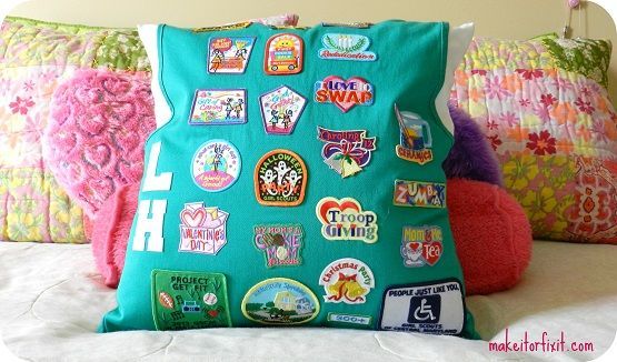 What a cute idea!                                 Turn Your Girl Scouts Vest Into A Pillow!