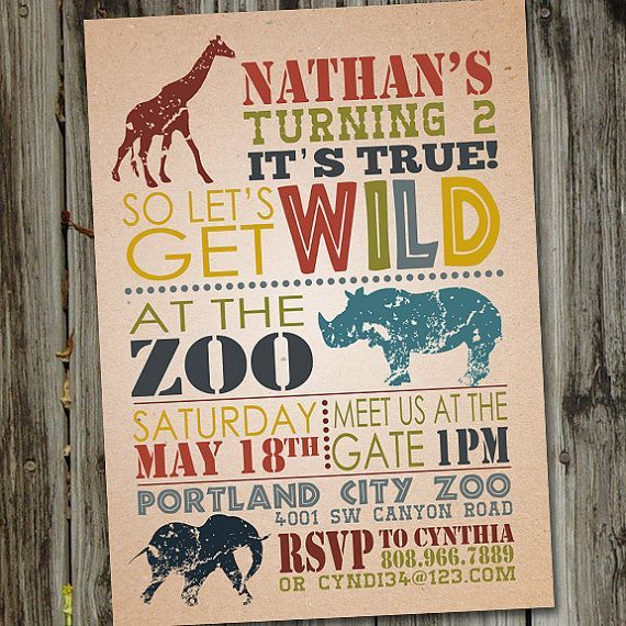 Wild Safari or Zoo Birthday Printable Birthday Party Invitation on Etsy, $15.00