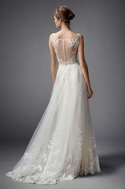 Will you say yes to this romantic Watters wedding dress with breathtaking illusion back detail? Click to check out the beautiful