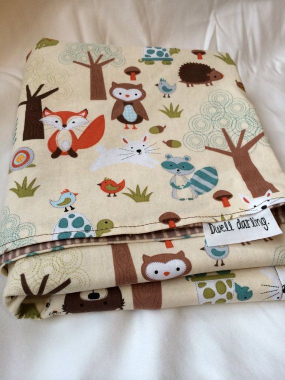 Woodland Forest Animal Baby Blanket Flannel Baby by DwellDarling, $28.00
