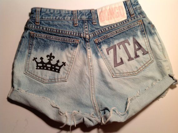 ZTA High Waisted Shorts Crown Print Embroidered Zeta Tau Alpha YOUR SIZE Sizes 00-12 via Etsy