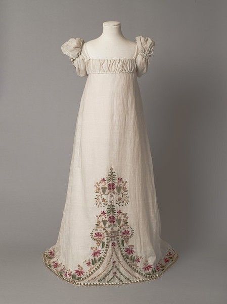 1812 – 1815 young girls gown – the sleeves have a lot of youth to their style, but the embroidery is very mature in its style.  A